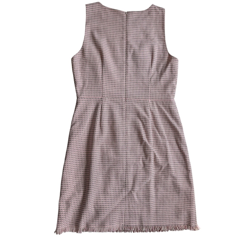 LOFT Pink Tweed Frayed Hem Shift Dress Womens Size 8 Cottagecore Coquette Preppy - Picture 7 of 7